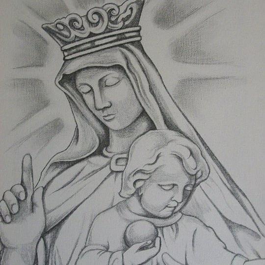 540x540 Virgin Mary Statue Drawing Drawing - Virgin Mary Drawings