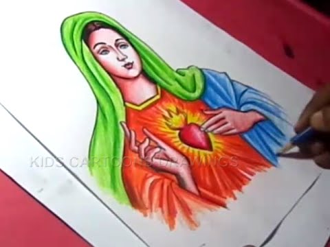 480x360 how to draw blessed virgin mary color drawing step - Virgin Mary Drawings