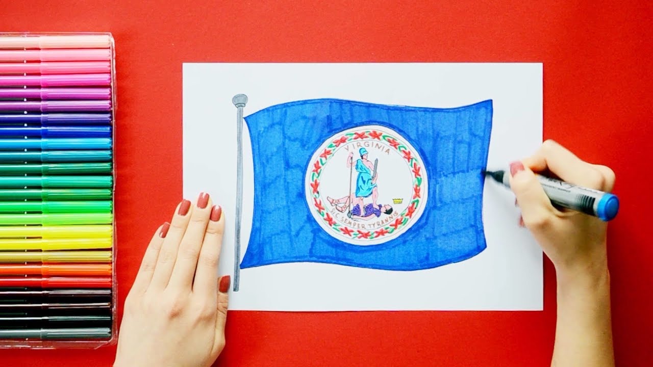 1280x720 how to draw flag of virginia state, usa - Virginia Drawing