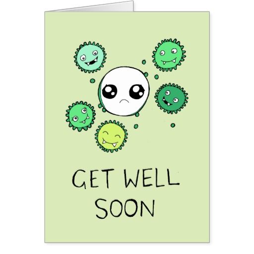 512x512 get well soon cute virus and cell drawing card - Virus Drawing