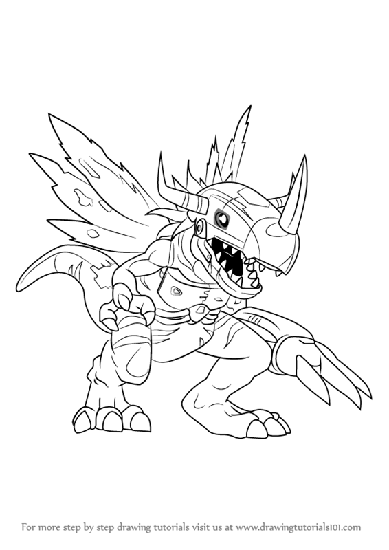 566x800 learn how to draw metalgreymon virus from digimon - Virus Drawing