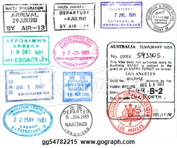 350x292 passport stamps and visa - Visa Drawing