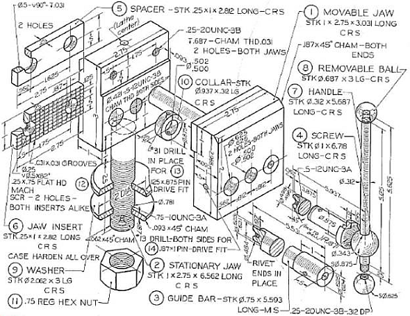 590x456 solved for the machinist's vise, draw the following - Vise Drawing