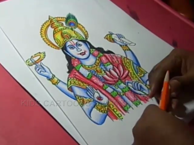 640x480 Kids Cartoon Drawings How To Draw Lord Vishnu Color Drawing - Vishnu Drawing