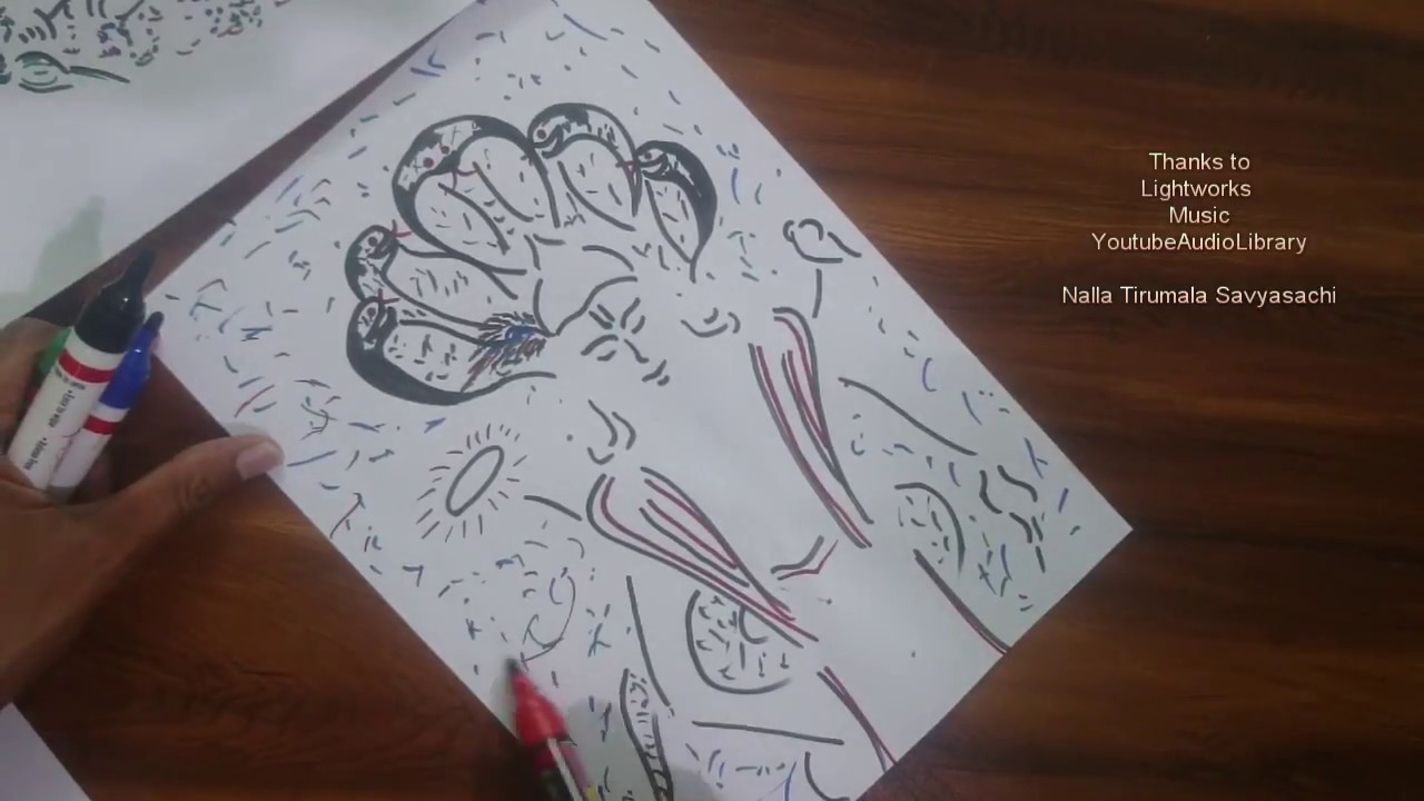 1280x720 Lord Vishnu Drawing - Vishnu Drawing