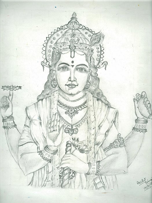 525x700 Lord Vishnu Painting - Vishnu Drawing