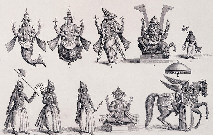 900x572 The Ten Avatars Or Incarnations Of Vishnu Drawing - Vishnu Drawing