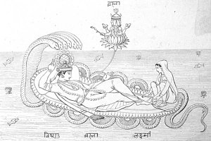 300x200 Vishnu And His Wife Lakshmi, Hindu Drawing - Vishnu Drawing