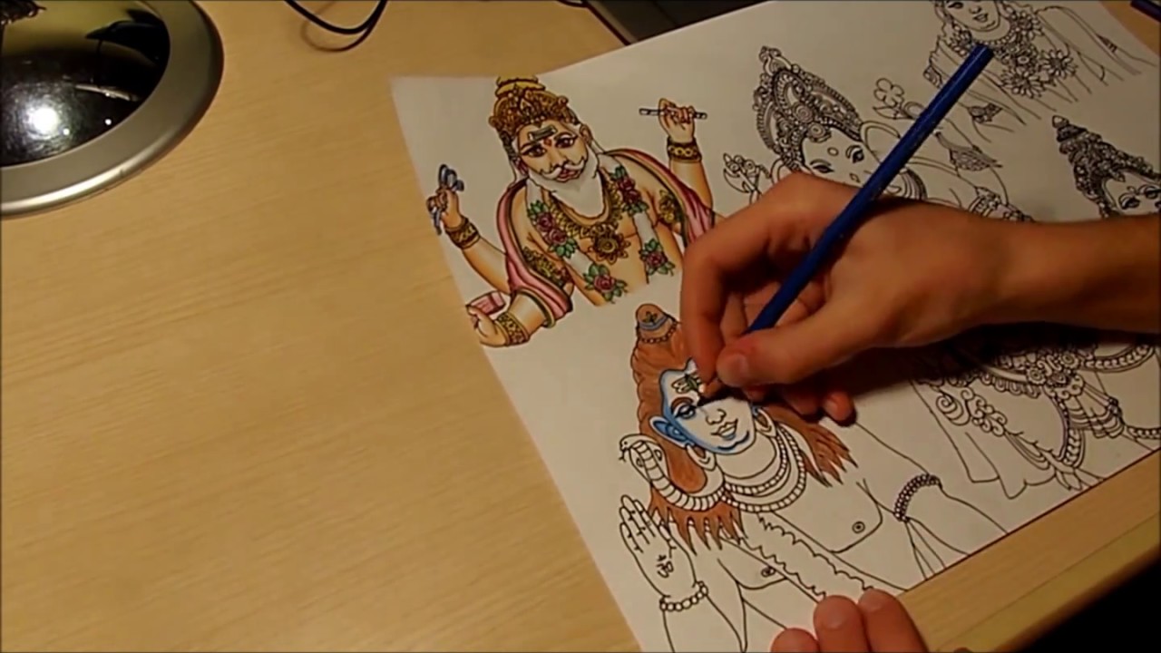 1280x720 Drawing Hindu Gods - Vishnu Drawing