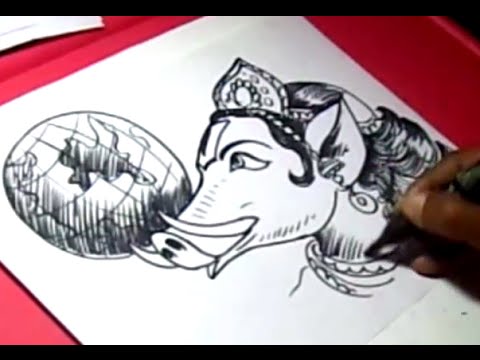 480x360 How To Draw Lord Vishnu Varahava Step - Vishnu Drawing