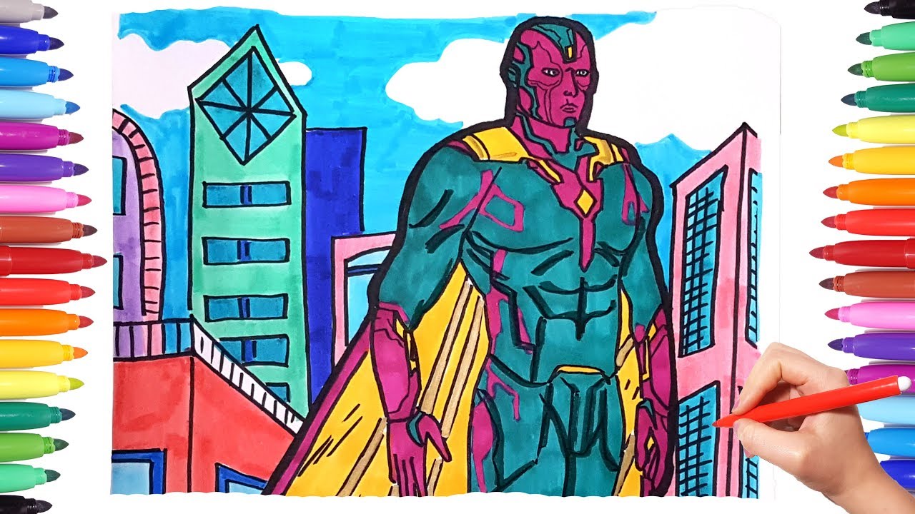 1280x720 marvel avengers drawing and coloring vision superheroes coloring - Vision Drawing