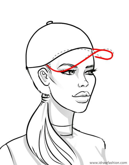 450x574 how to draw a baseball cap i draw fashion - Visor Drawing