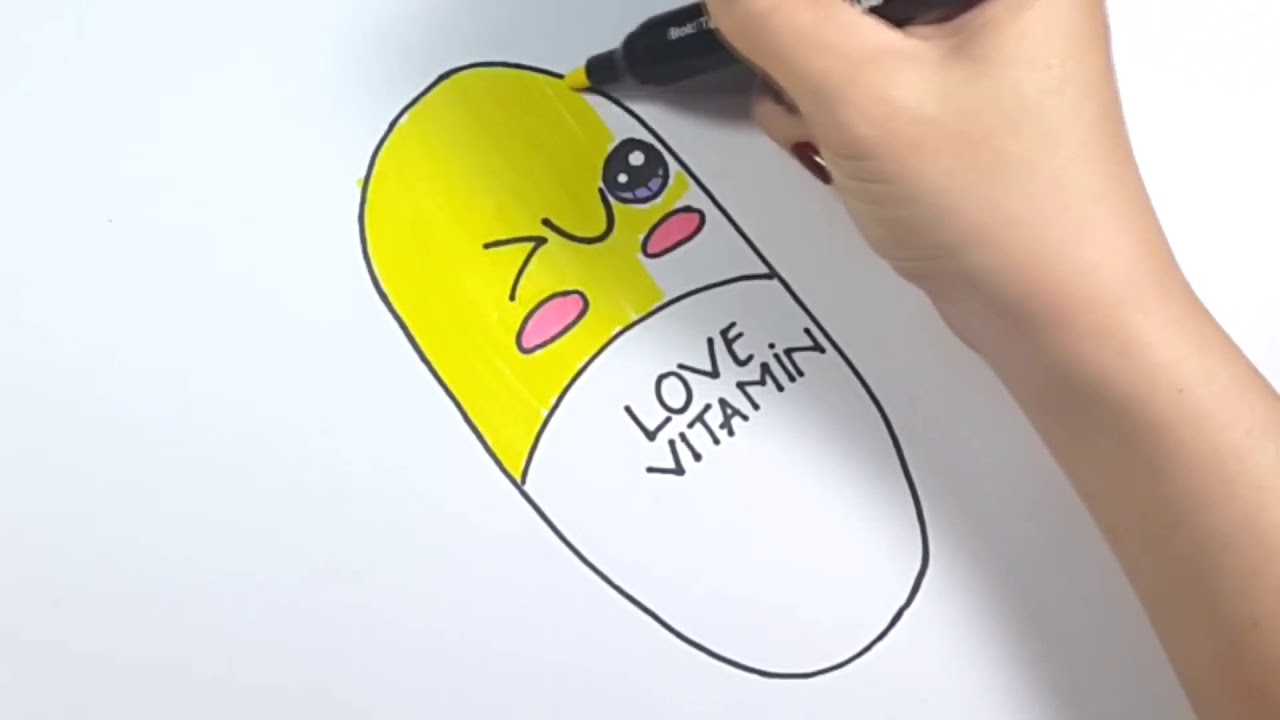 1280x720 how to draw and color vitamin cute and easy - Vitamin Drawing