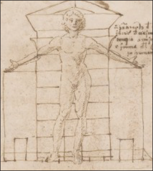 305x341 The Inspiration Behind Leonardo Da Vinci's Vitruvian Man - Vitruvian Man Drawing