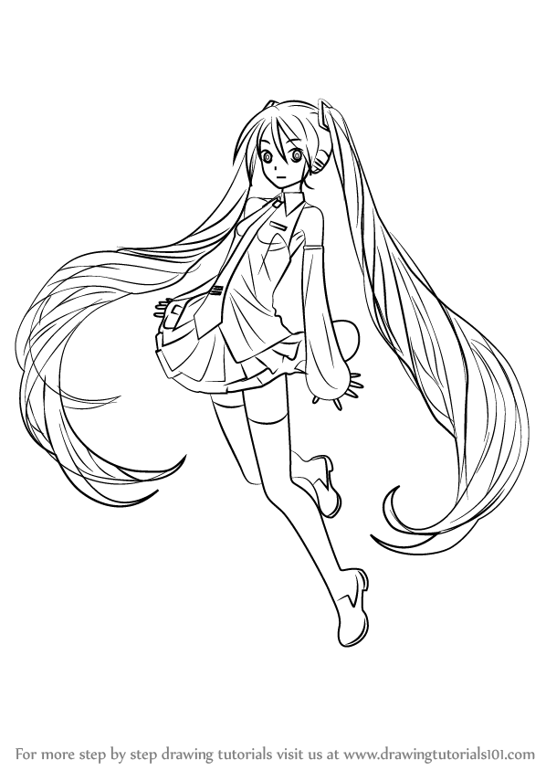 598x844 learn how to draw hatsune miku from vocaloid - Vocaloid Drawings