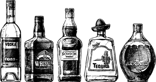 500x263 bottles hand drawing vector design free download - Vodka Bottle Drawing