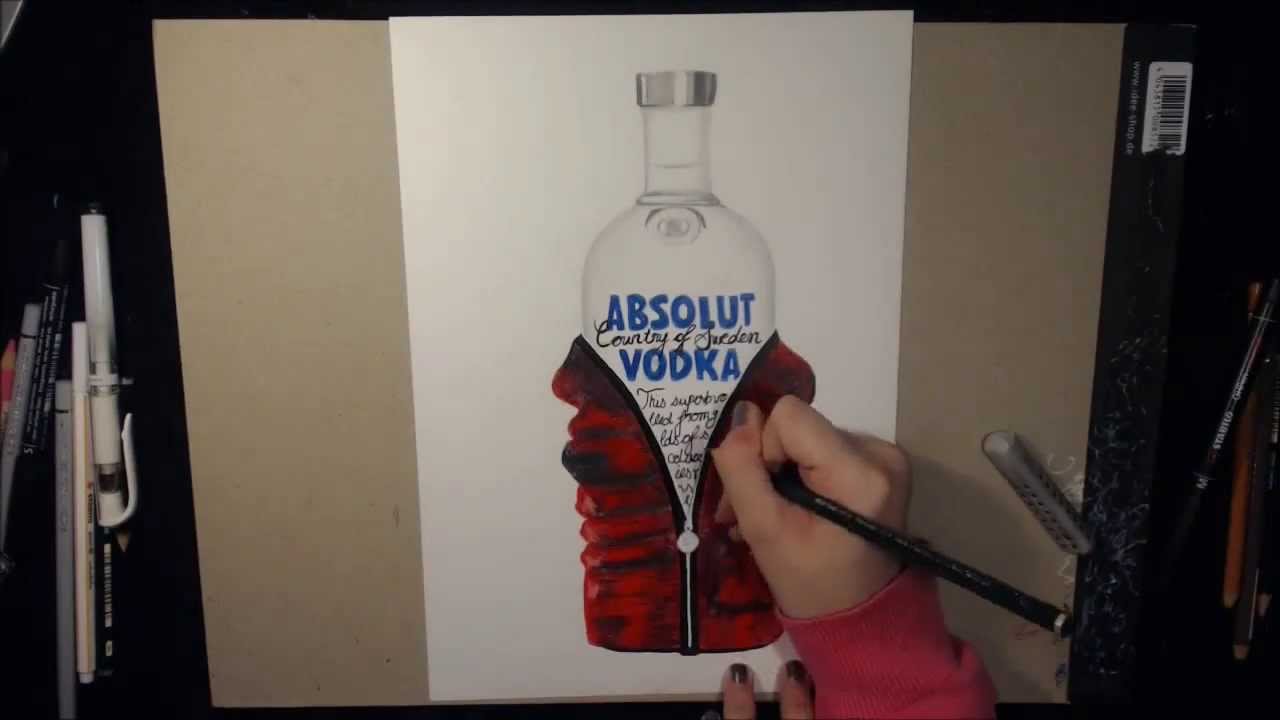 1280x720 drawing - Vodka Bottle Drawing