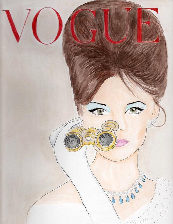 570x738 Print Watercolor Red Hair Vogue Poster Vogue Cover Etsy - Vogue Drawings