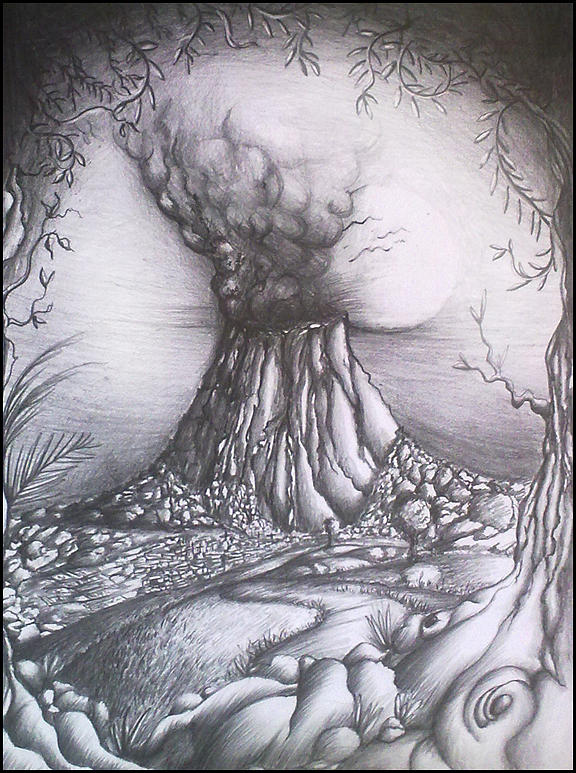 576x773 let it happen drawing - Volcanic Eruption Drawing