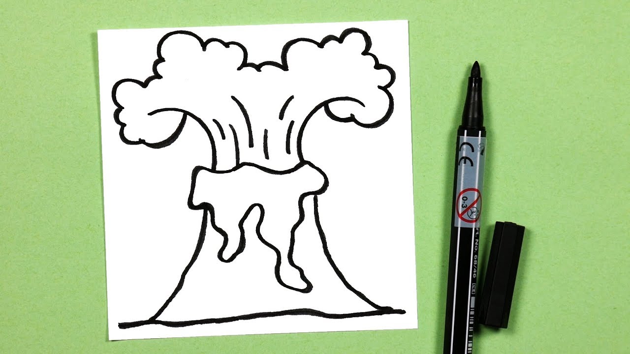 1280x720 how to draw a volcano super easy cartoon drawing lesson for kids - Volcano Cartoon Drawing