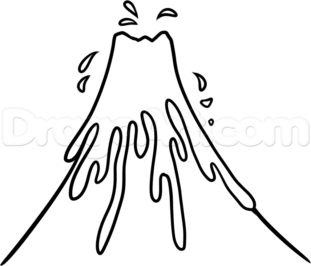 1010x865 how to draw a volcano for kids, step - Volcano Cartoon Drawing