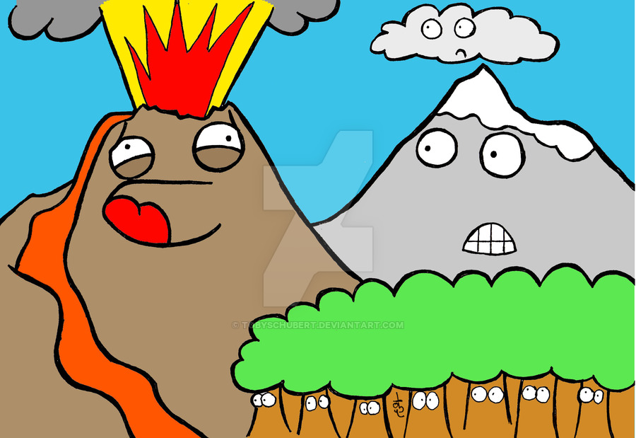 900x619 volcano cartoon - Volcano Cartoon Drawing