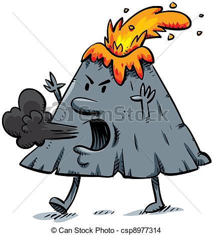 425x470 angry volcano an angry cartoon volcano walks, erupts and blows smoke - Volcano Cartoon Drawing