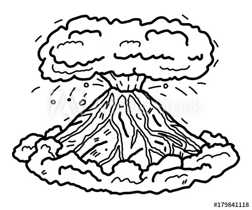 500x417 volcano cartoon vector and illustration, black and white, hand - Volcano Cartoon Drawing