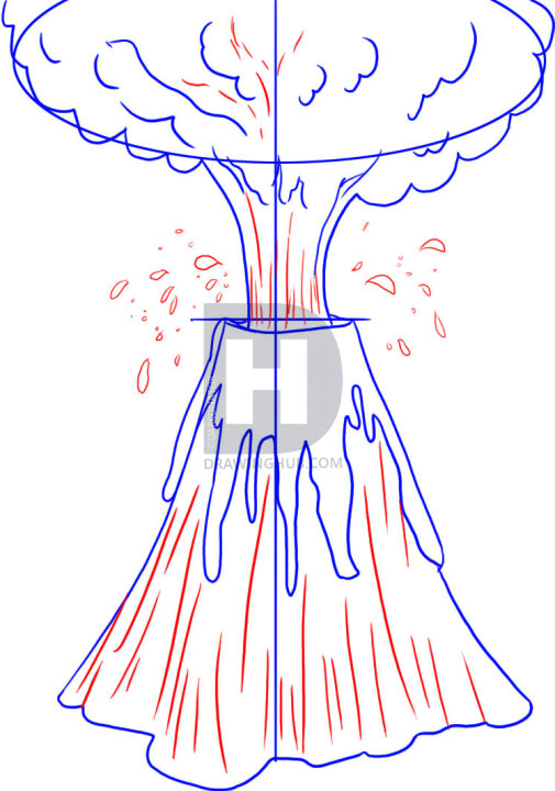 505x720 how to draw a volcano, step - Volcano Drawing