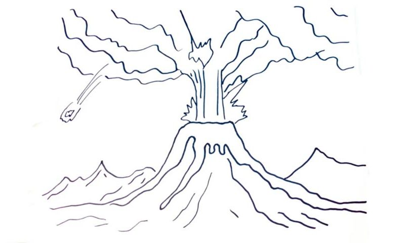 800x480 how to draw a volcano - Volcano Drawing