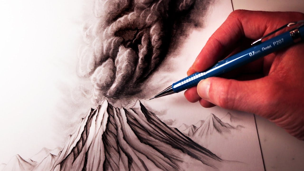 1280x720 how to draw a volcano - Volcano Drawing