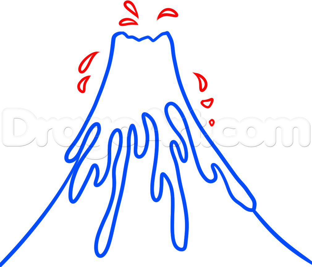1010x865 how to draw a volcano for kids, step - Volcano Drawing