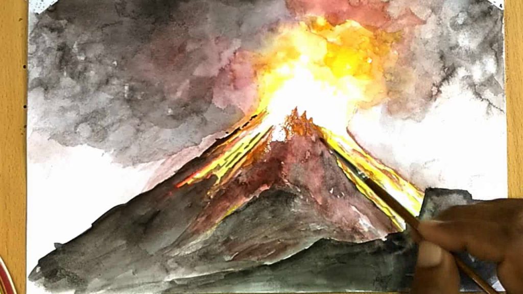 1024x576 How To Draw A Volcano - Volcano Drawing Pictures