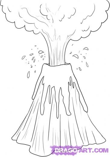 365x520 Learn How To Draw A Volcano, Stuff, Pop Culture, Free Step - Volcano Drawing Pictures