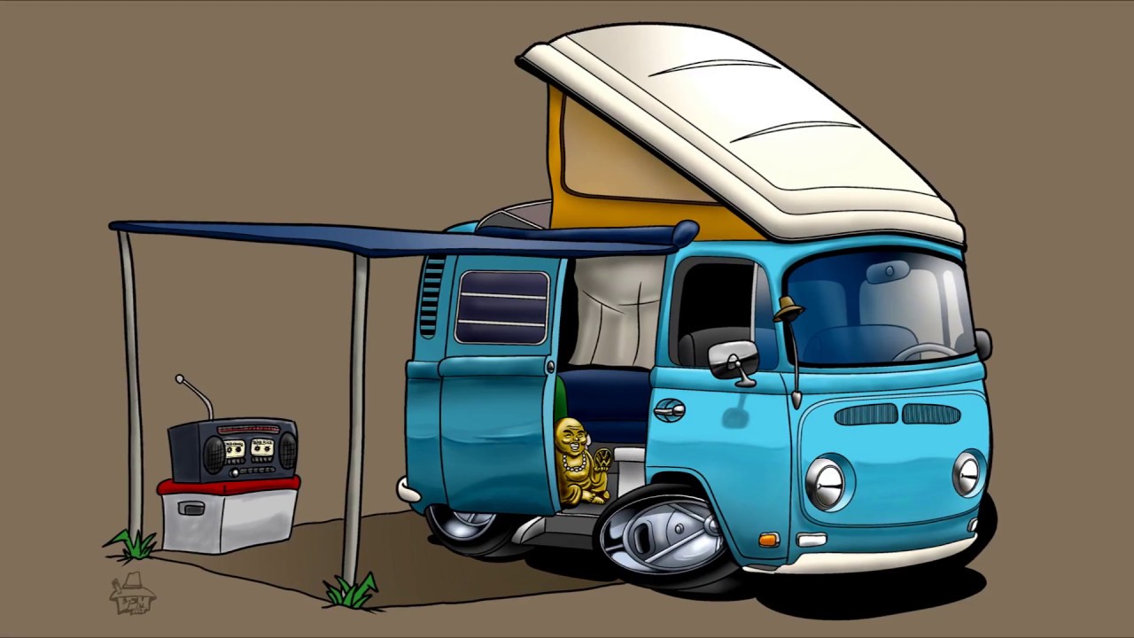 1280x720 drawing a cartoon car in photoshop - Volkswagen Bus Drawing