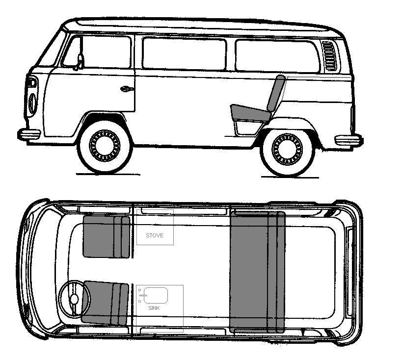 819x730 camper drawing bus vw for free download - Volkswagen Bus Drawing