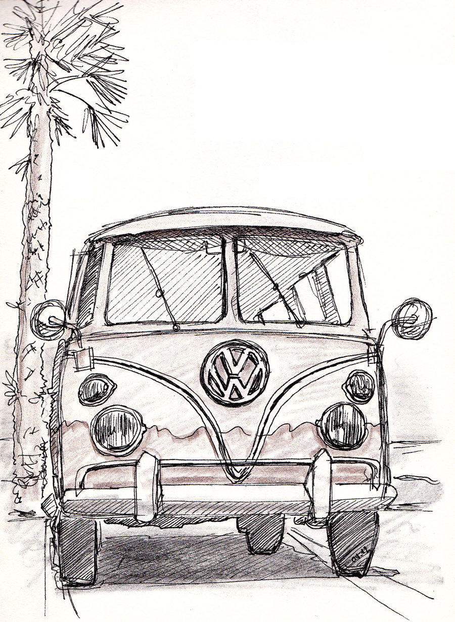 Volkswagen Bus Drawing at PaintingValley.com | Explore collection of ...