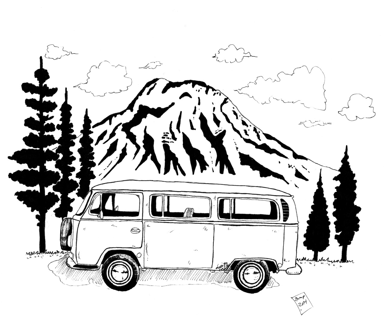 Volkswagen Bus Drawing at Explore collection of