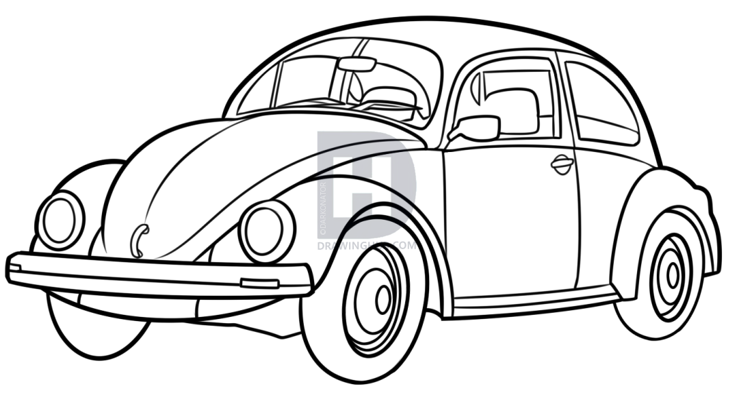 1080x577 How To Draw A Vw Beetle, Step - Volkswagen Drawing