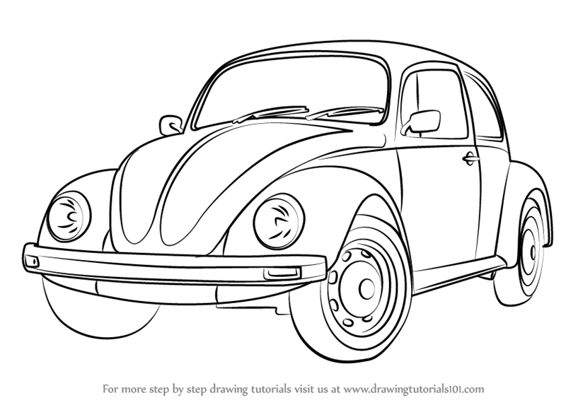 800x566 learn how to draw vintage volkswagen beetle - Volkswagen Drawing