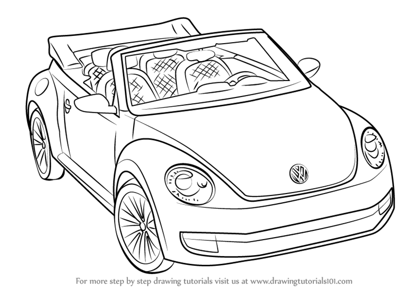 800x567 learn how to draw volkswagen beetle convertible - Volkswagen Drawing