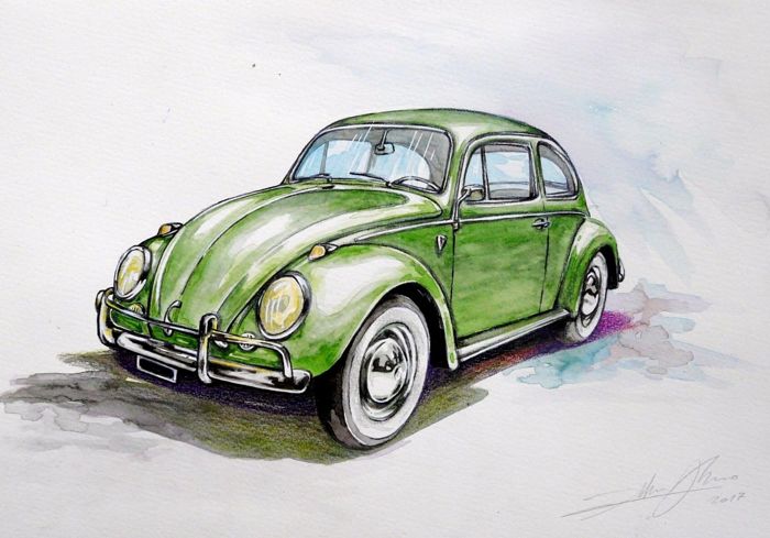 700x489 Original Drawing - Volkswagen Drawing