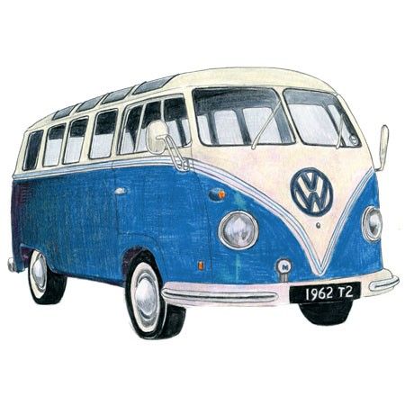 450x450 blue volkswagen camper drawing - Volkswagen Drawing