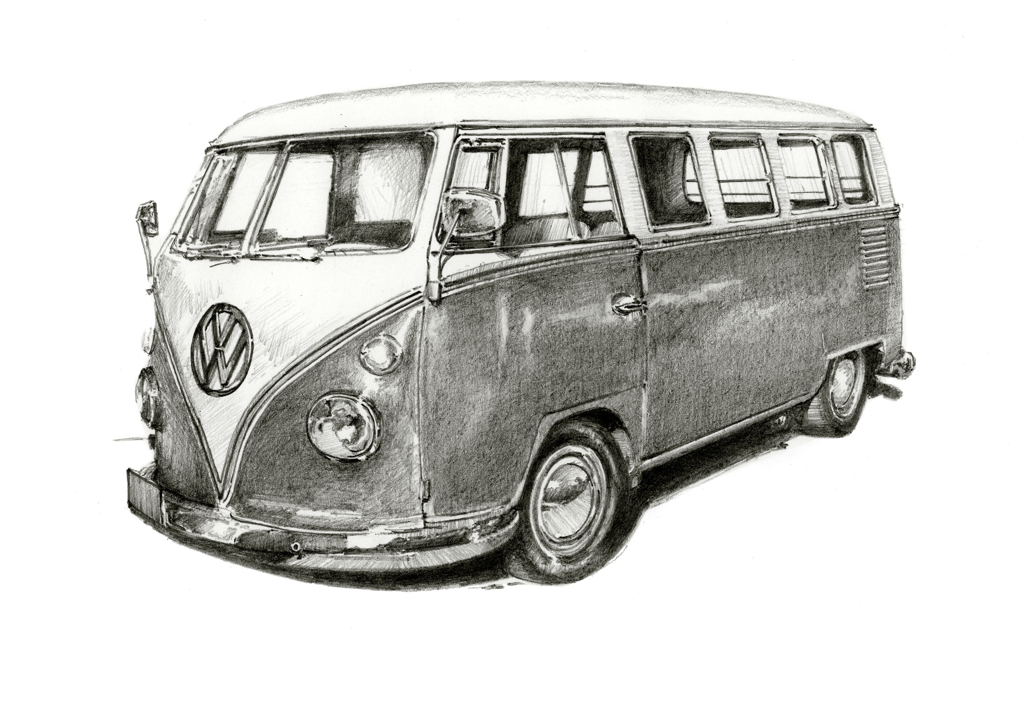 Camper Drawing Bus Vw For Free Download - Volkswagen Van Drawing. 
