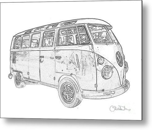 493x423 volkswagen bus black and white pencil drawing metal print - Volkswagen Van Drawing
