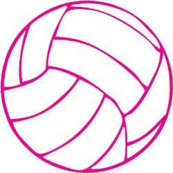 250x250 Volleyball Pink Round Decal - Volleyball Drawing