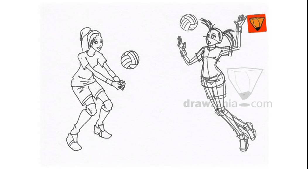 1052x576 anime drawing intermediate girl playing volleyball - Volleyball Drawing