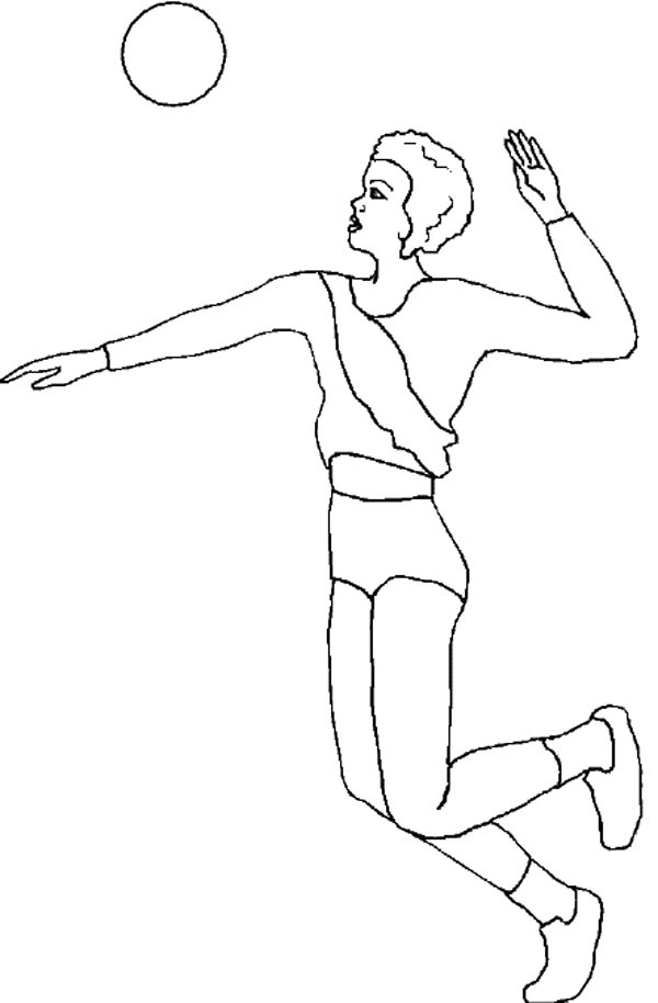 600x914 volleyball girl team spike coloring page - Volleyball Girl Drawing