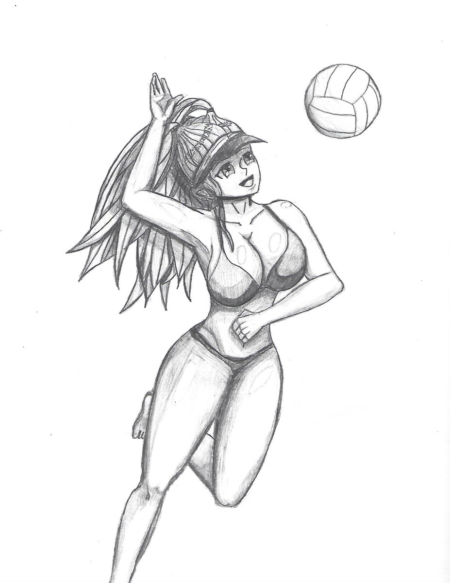 927x1200 Hirokazezz On Twitter My Second Pencil Drawing Of A Volleyball - Volleyball Girl Drawing