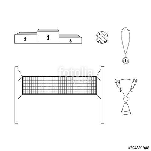 500x500 Volleyball Championship Collection Vector Composition - Volleyball Net Drawing
